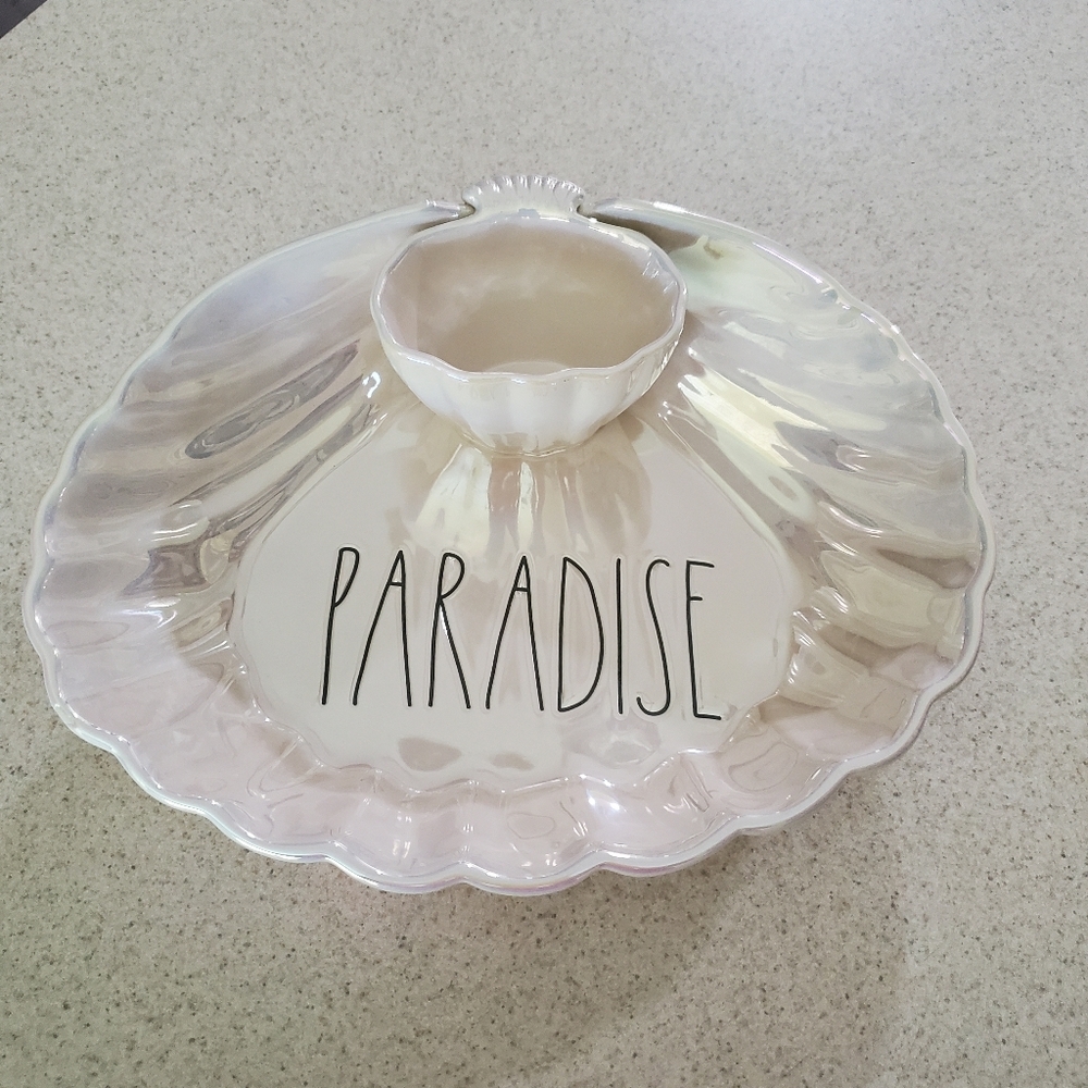 RAE DUNN Shrimp & Dip Bowl PARADISE Ceramic Iridescent